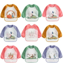 Baby's Soft Waterproof Bib Kid Long Sleeves Adjustable Feeding Cloth Little Boy Girl Painting Smock Child Meal Eating Apron