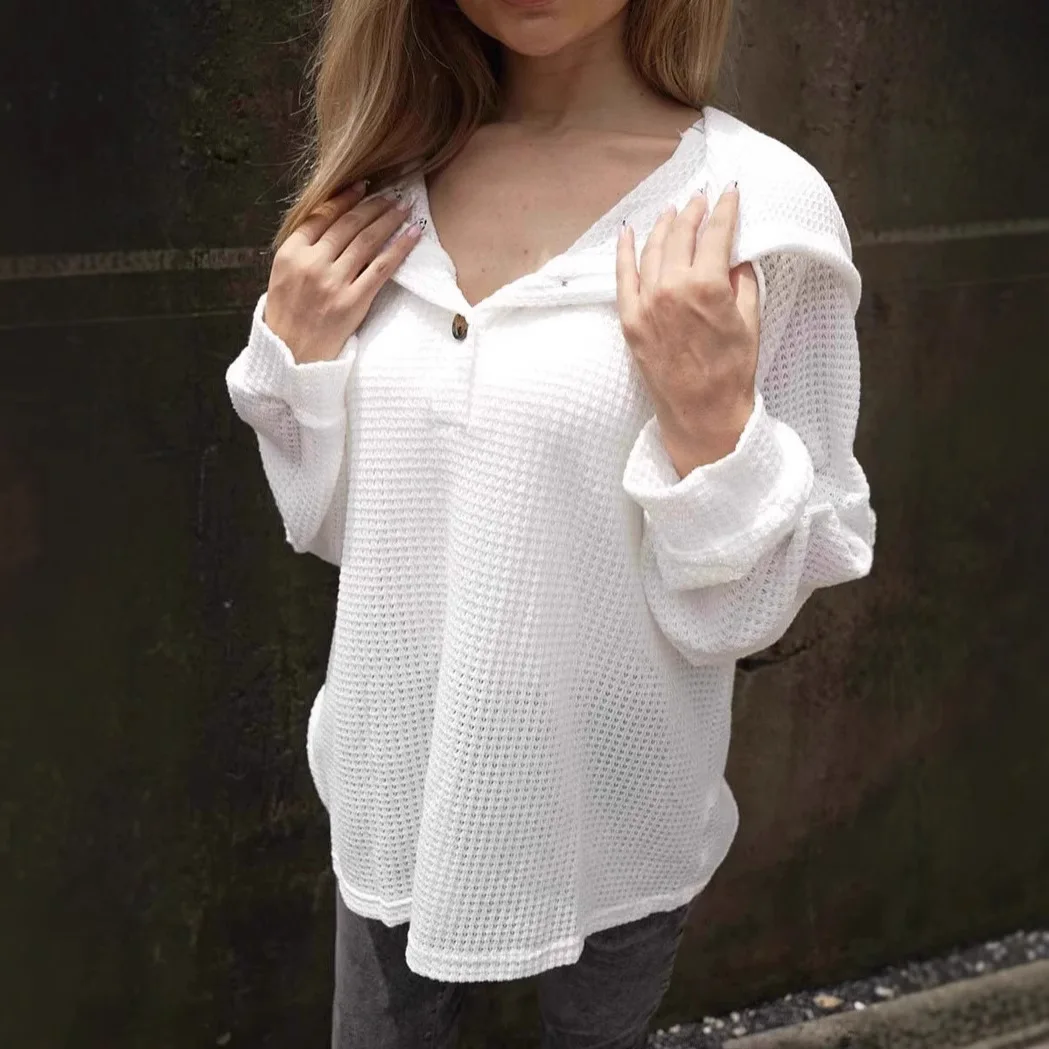 New Autumn Winter Versatile Pullover Office Commuter Style Button Hooded Long-sleeved Sweatshirt Pull Hiver Femme Women Clothing