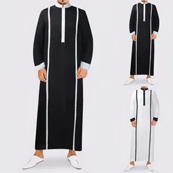 Muslim Robes Men Traditional Eid Middle East Jubba Thobe Islamic Arab Kaftan Fashion Stand Neck Button Leisure Loose Clothing