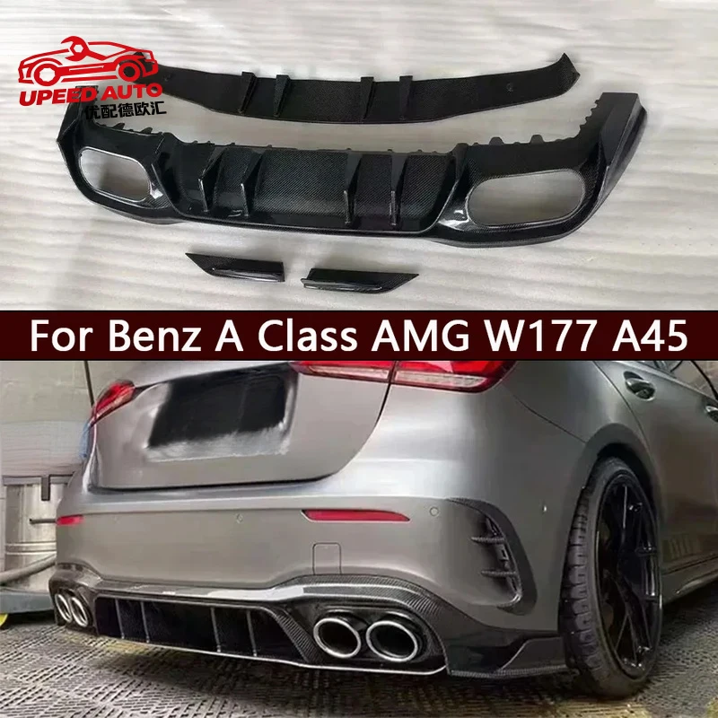 

Suitable for Mercedes Benz A Class AMG W177 A45 Carbon Fiber Back lip Rear Bumper Diffuser Splitters Spoiler Car Accessories