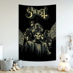 Metal Ghosts Band Tapestry Flag Bohemian Hippie Printed Wall Hanging Carpets Bedroom Or Home Decoration Party Background Cloth