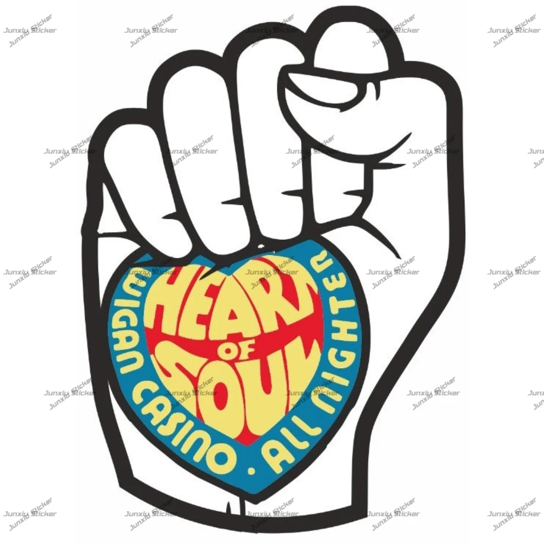 

Awesome Northern Soul White Retro Fists Vinyl Stickers Heart Love All Nighter Window Wall Laptop Scooters Record Case Car Decals
