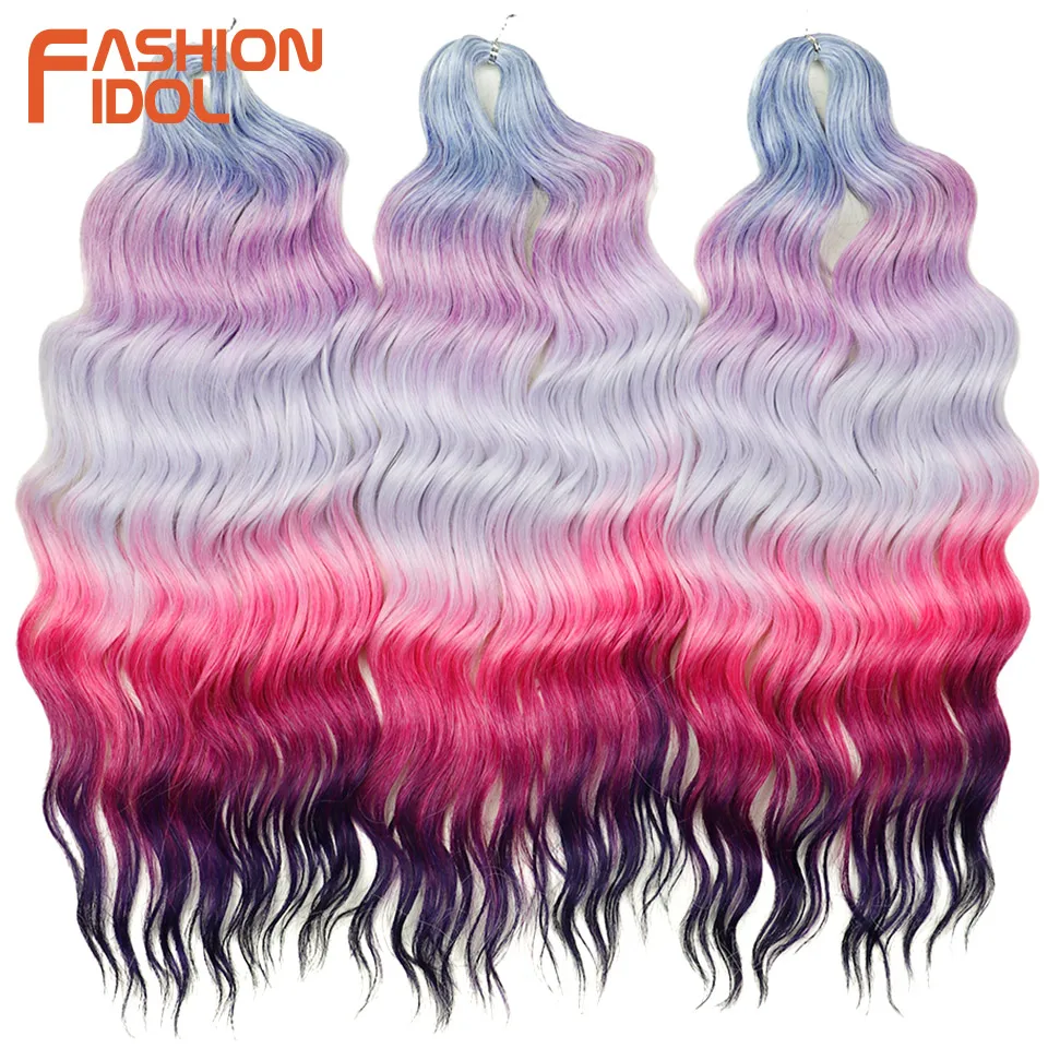 Anna 24-inch synthetisch haar Watergolf Vlechten Haarextensies Ombre Blonde Diepe Golf Afro Curl Twist Gehaakt haar voor dames