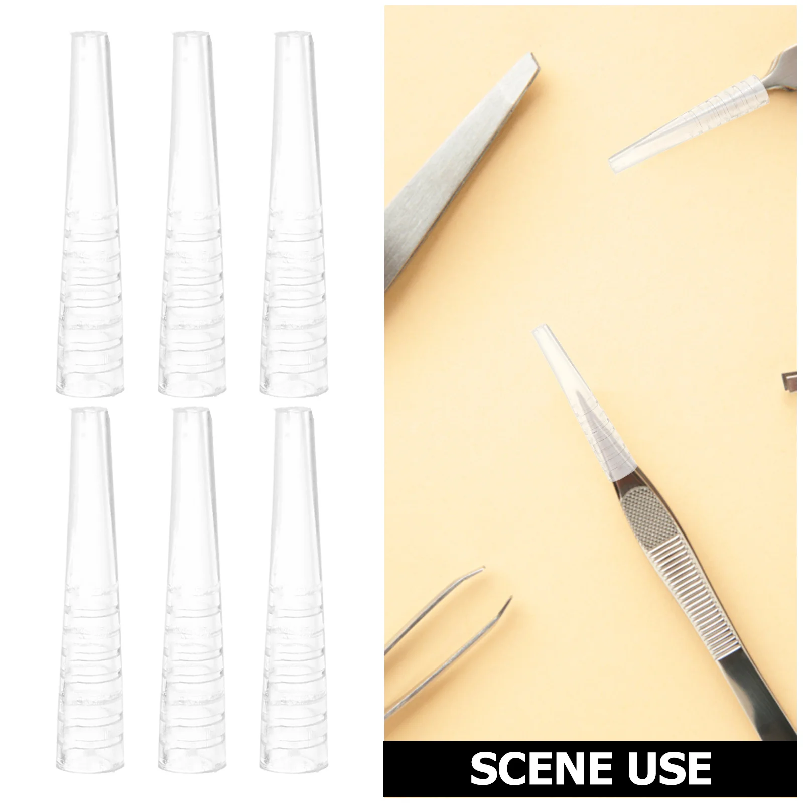 50 pçs pinças de cílios protetor transparente silicone capa antiderrapante à prova de poeira para salão de beleza maquiagem uso caso manga