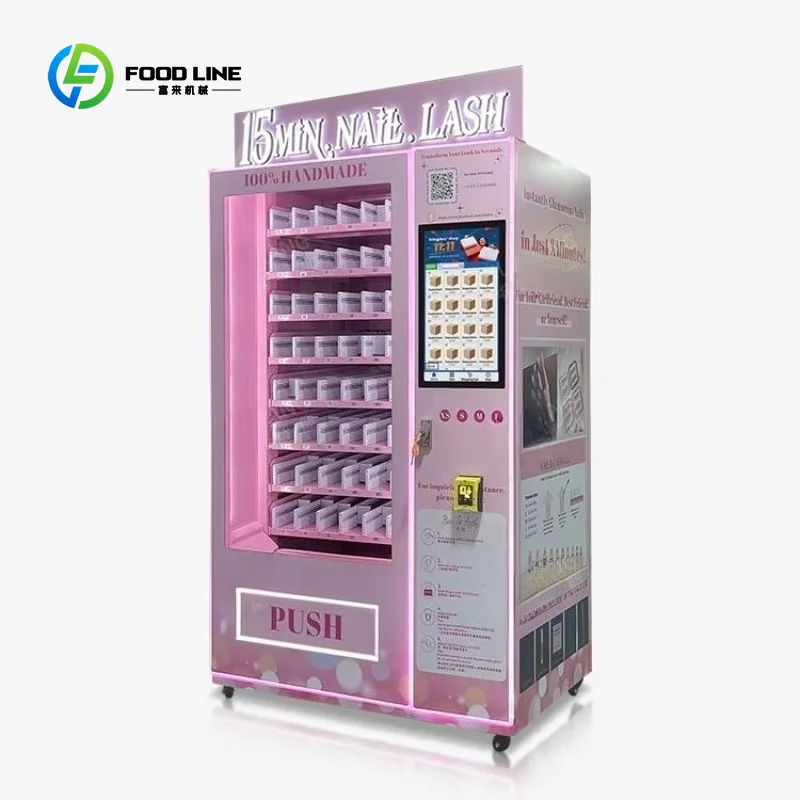 Customized Nail Art Vending Machine with Screen Tempered Safety Glass Display Beauty Vending Machine Customization