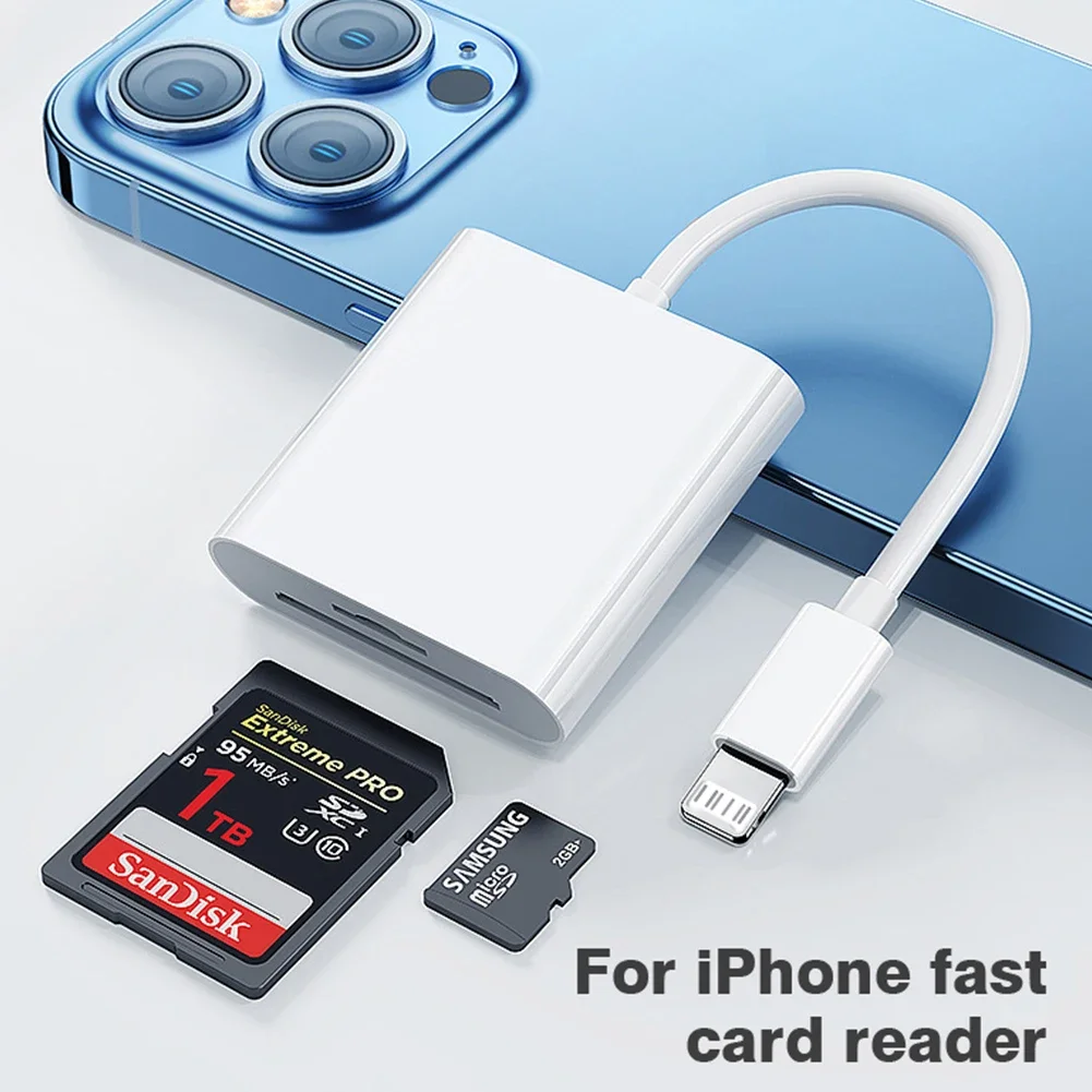 For Apple iPhone 14 13 12 Pro Max 3.0 OTG Adapter Camera Photo Data Converter Byscoon 2 in 1 USB Lighting to TF SD Card Reader