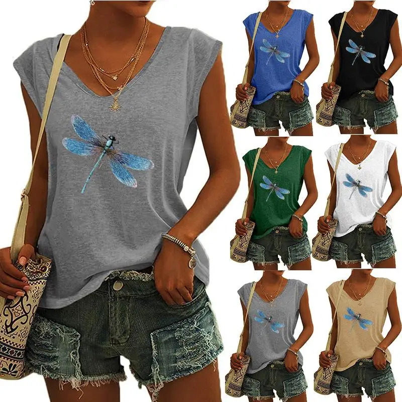 

Women's Printed Collar T-shirt Top Casual Style Sleeveless Pullover Pure Color Fabric Other 100% No Brand Registered Trademark