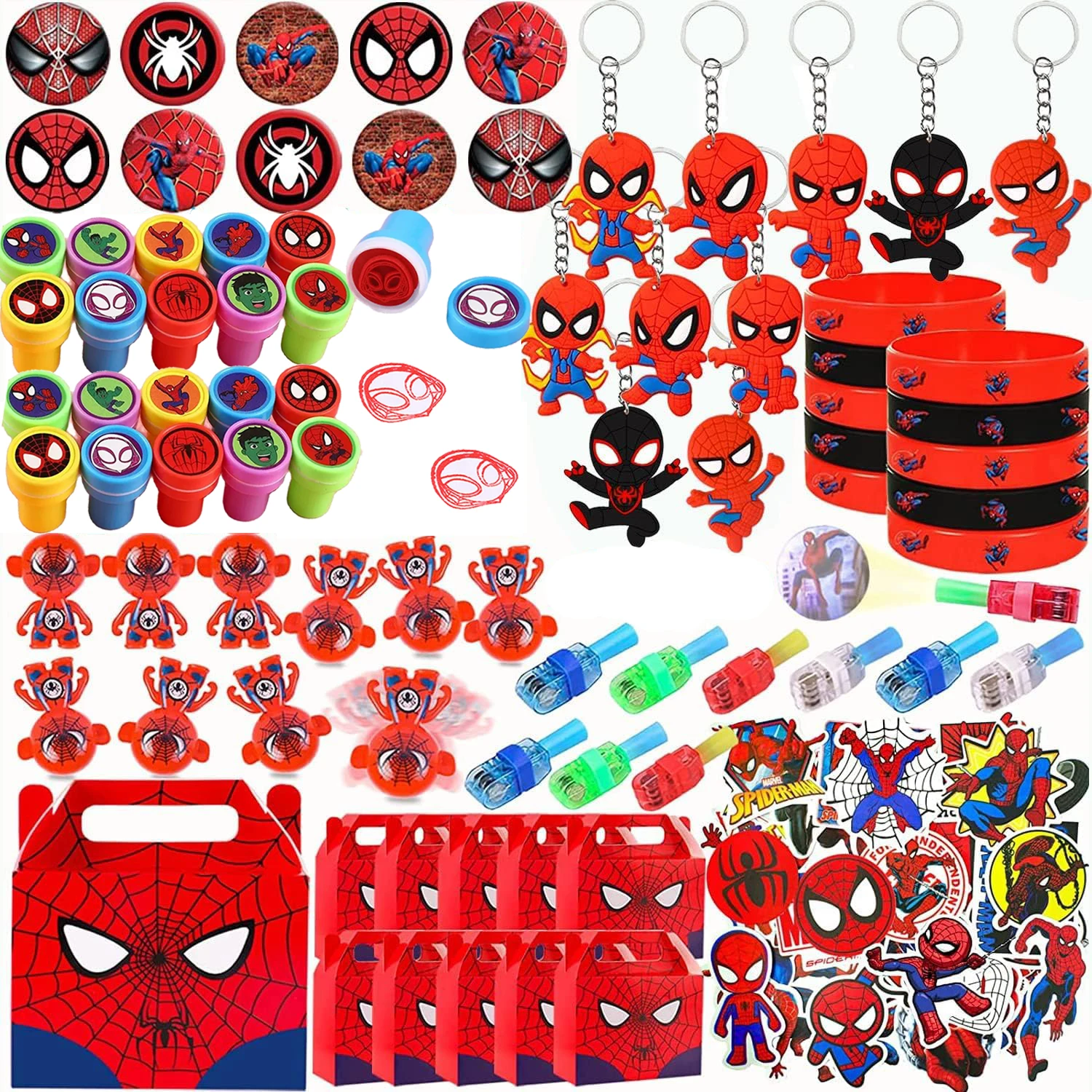 Superhero Spiderman Birthday Party Favors Gift Slap Bracelet Wristbands Stickers Goodie Bags for Kids Pinata Fillers Supplies