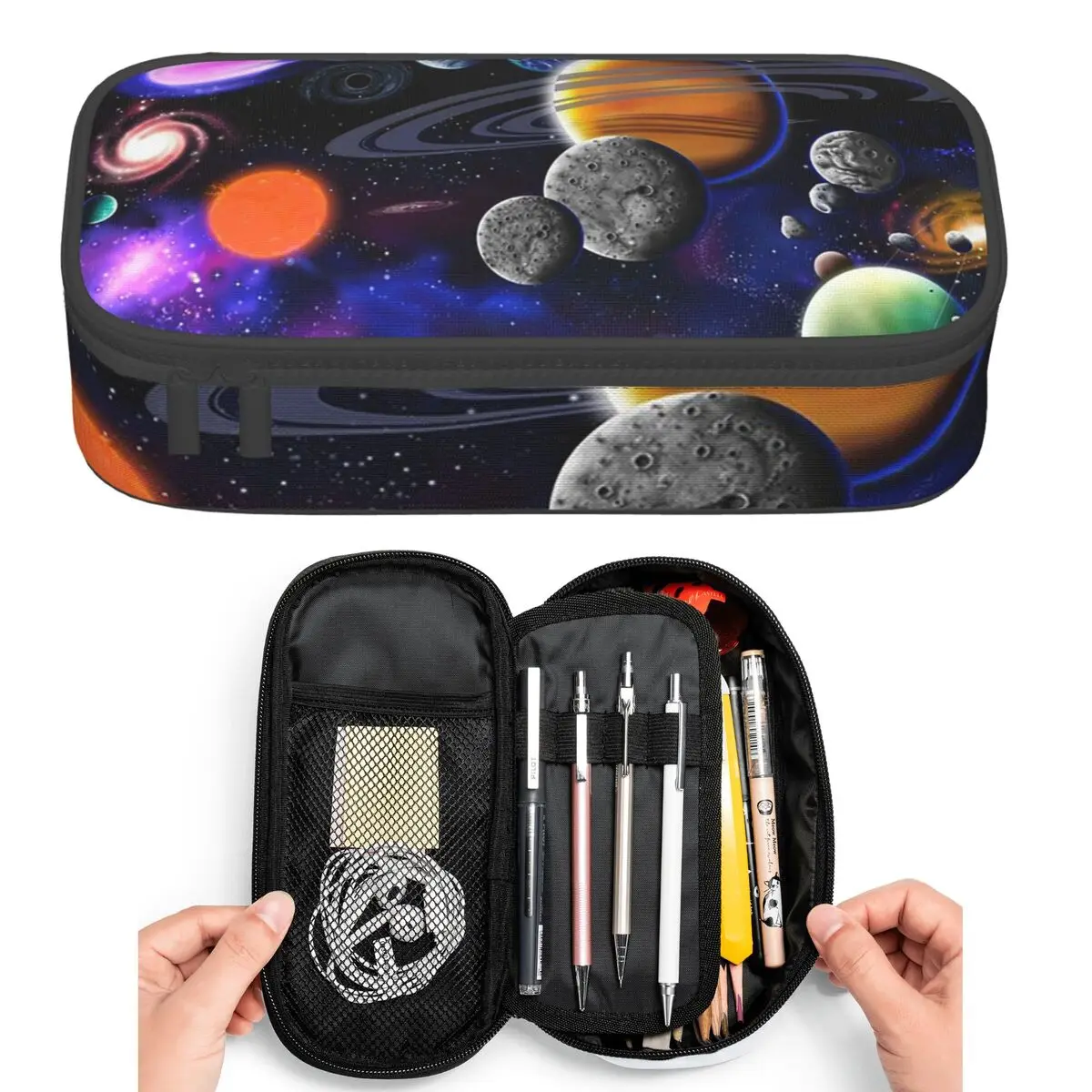 Solar System Space Planets Universe Pencil Cases for Students Pen Box Pencil Bag Large Storage Pencil Pouch Pen Holder