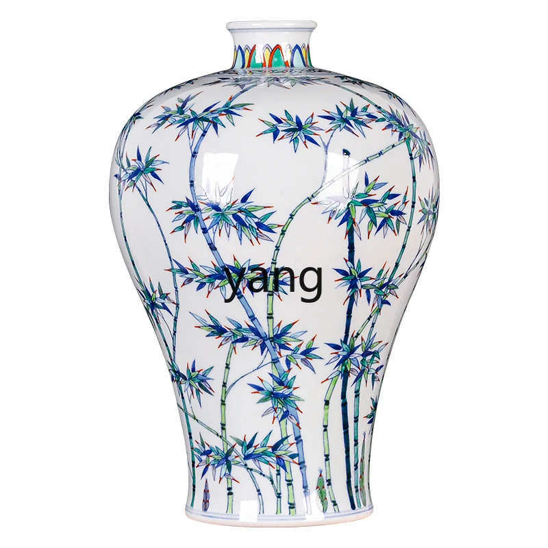 CX hand-painted blue and white bucket color living room entrance antique decoration Chinese porcelain ornament