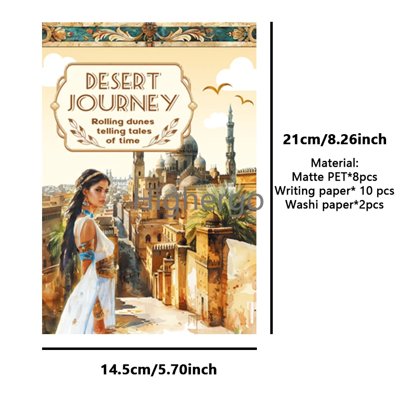 20Sheets Desert travel Sticker Book Gorgeous Girl Aesthetic Decorative PET Washi Sticker Material Paper for Scrapbooking Journal