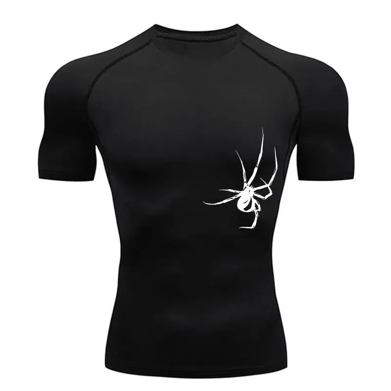 Summer Men Casual Breathable Fitness Tough Guy 3d Printed Spider Simple Pattern Loose Personality Large Size Crewneck Top