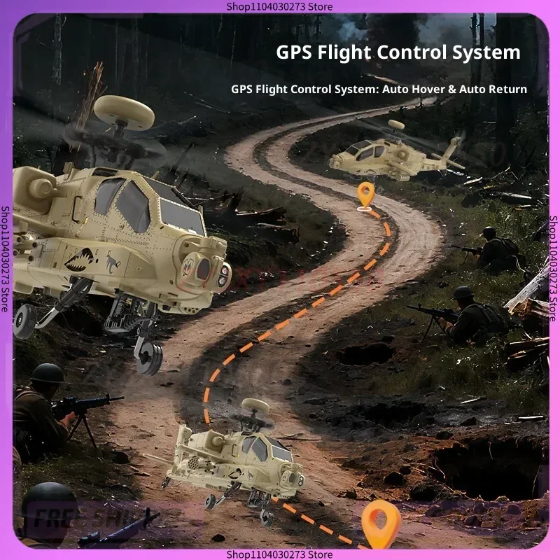 Nowy helikopter zdalnie sterowany Yuhang F11H Apache bez płetw, z GPS, funkcją inteligentnego powrotu do domu, model zabawki samolotu.