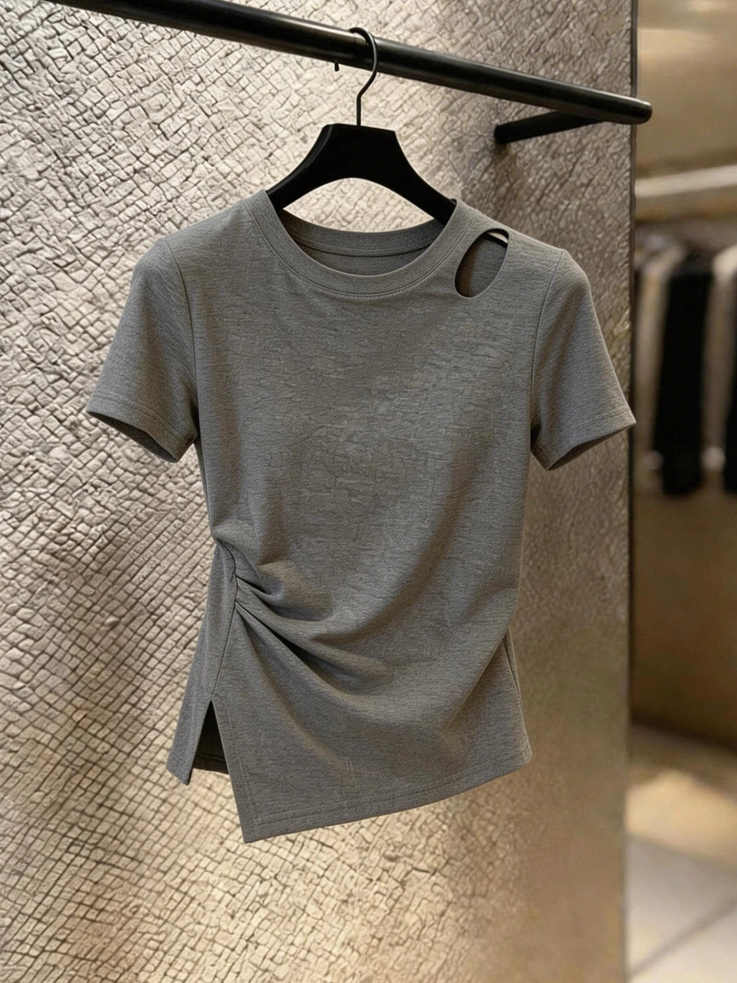  Color round Neck Hollow out Short Sleeve Women's Base Shirt Korean Style Summer Slimming Sun Protection T-Shirt