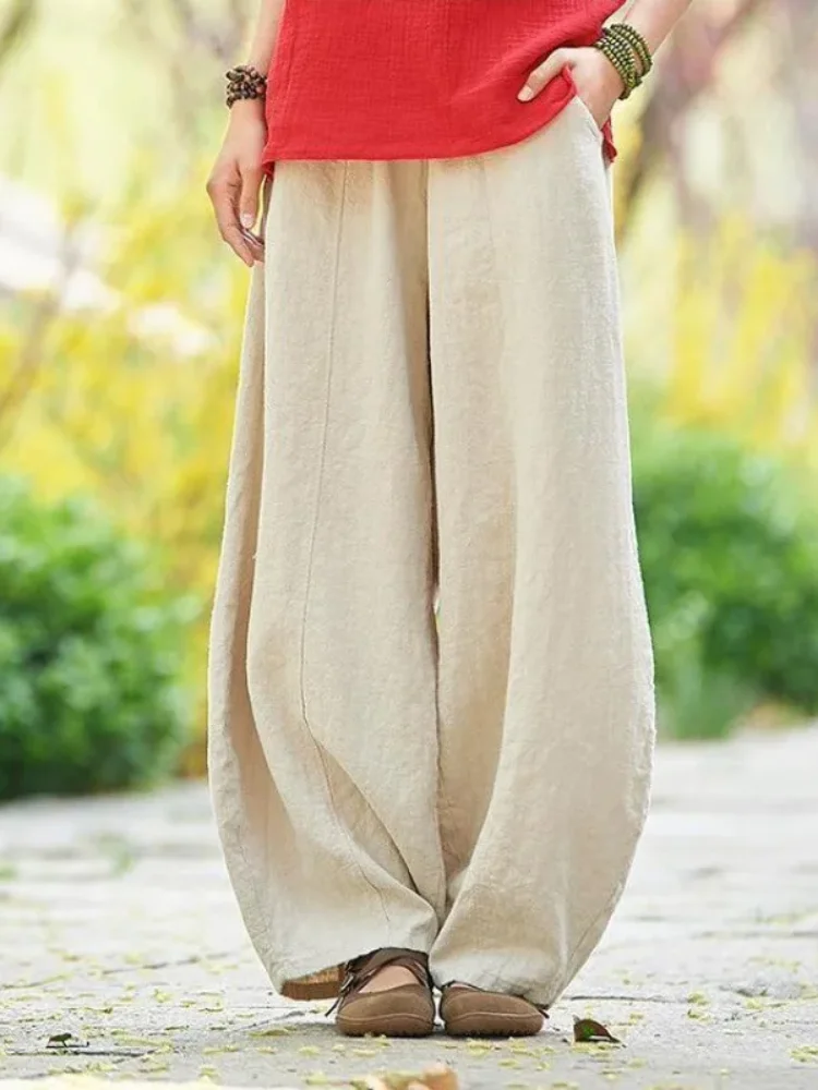 

Women Casual Fashion Vintage Wide Leg Pants Girls High Waisted Trousers Female Black Purple Lake Blue Apricot Pink Baggy Pants