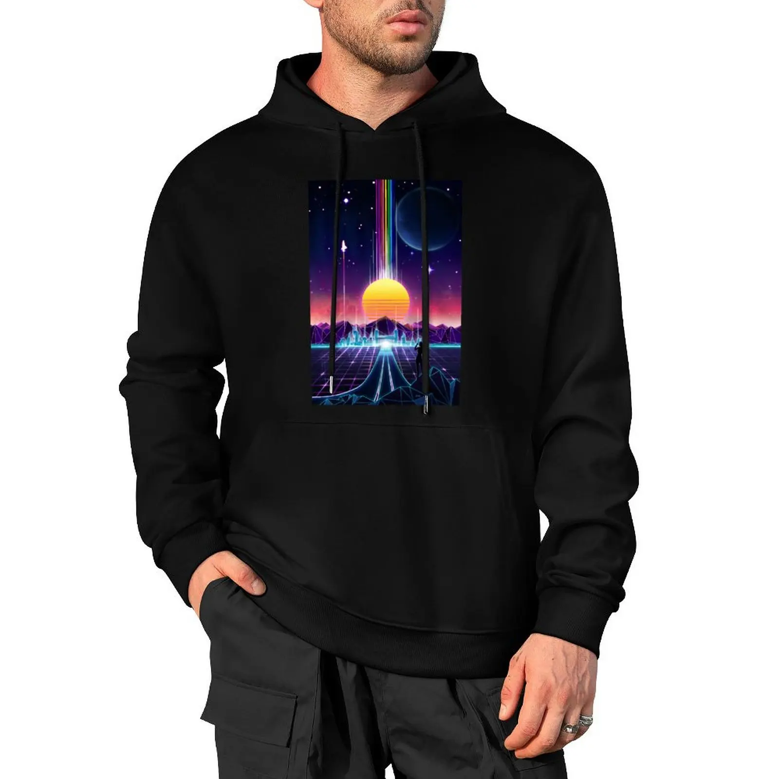 

Neon Sunrise Pullover Hoodie japanese style clothes for men men's winter sweater autumn clothes graphic hoodie