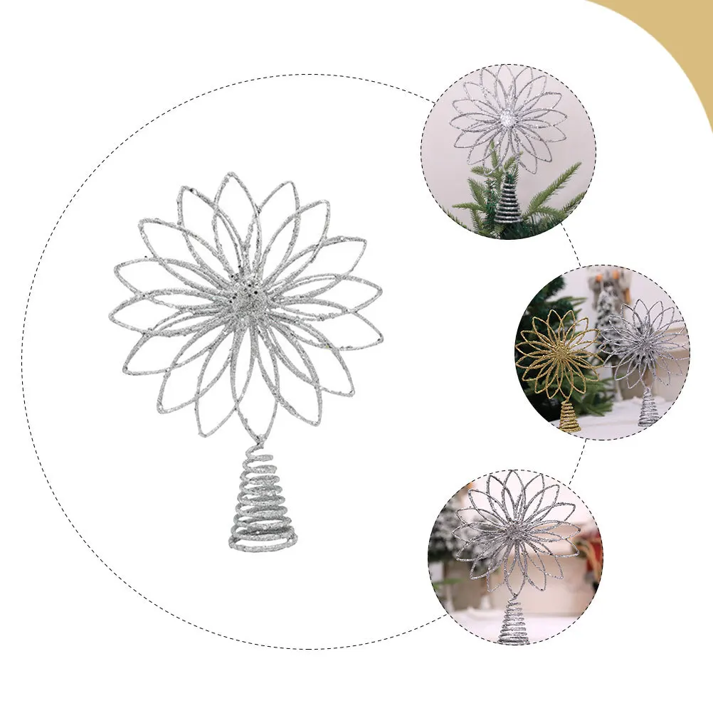 

Hollow Christmas Tree Topper -Petals Metal Xmas Tree Decoration Party Supplies Star Ornament Xmas Decor
