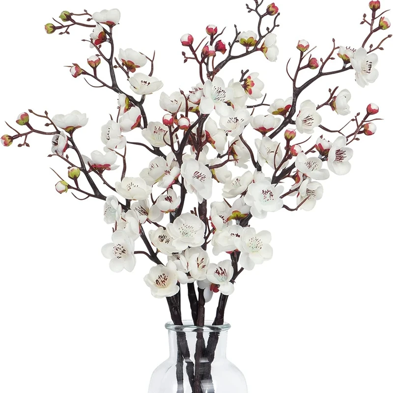 Artificial Flowers Spring Plum Blossom Peach Branch Silk Flowers for Home Wedding Party Decoration Christmas Wreaths Accessories