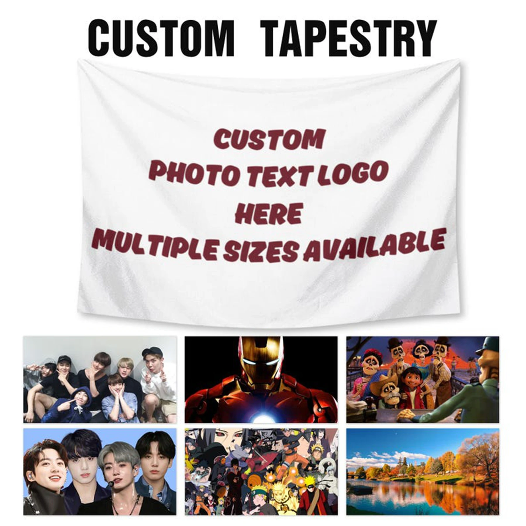 Custom Tapestry Upload Images Personalized Custom Tapestry Customized Backdrop Banner Print Any of Your Design Photo/Text/Logo