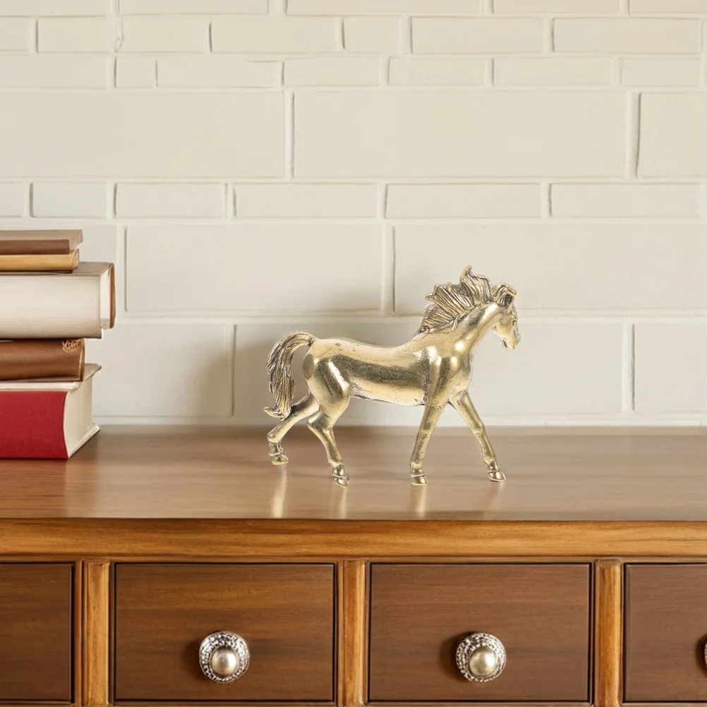 

2pcs Copper Horse Statue Vintage Animal Sculpture Miniature Figurines Home Office Desk Decor Feng Shui Wealth Symbol