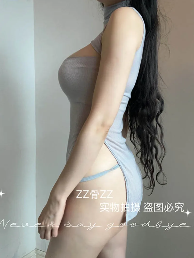 Robe d'été française, Sexy, élégante, Style féminin, fente haute, creuse, transparente, col haut, fine, mode femmes, 7EH9