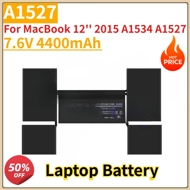 

High Quality New A1527 Laptop Battery 7.6V 4400mAh For MacBook 12'' 2015 A1534 A1527 Replacement Battery