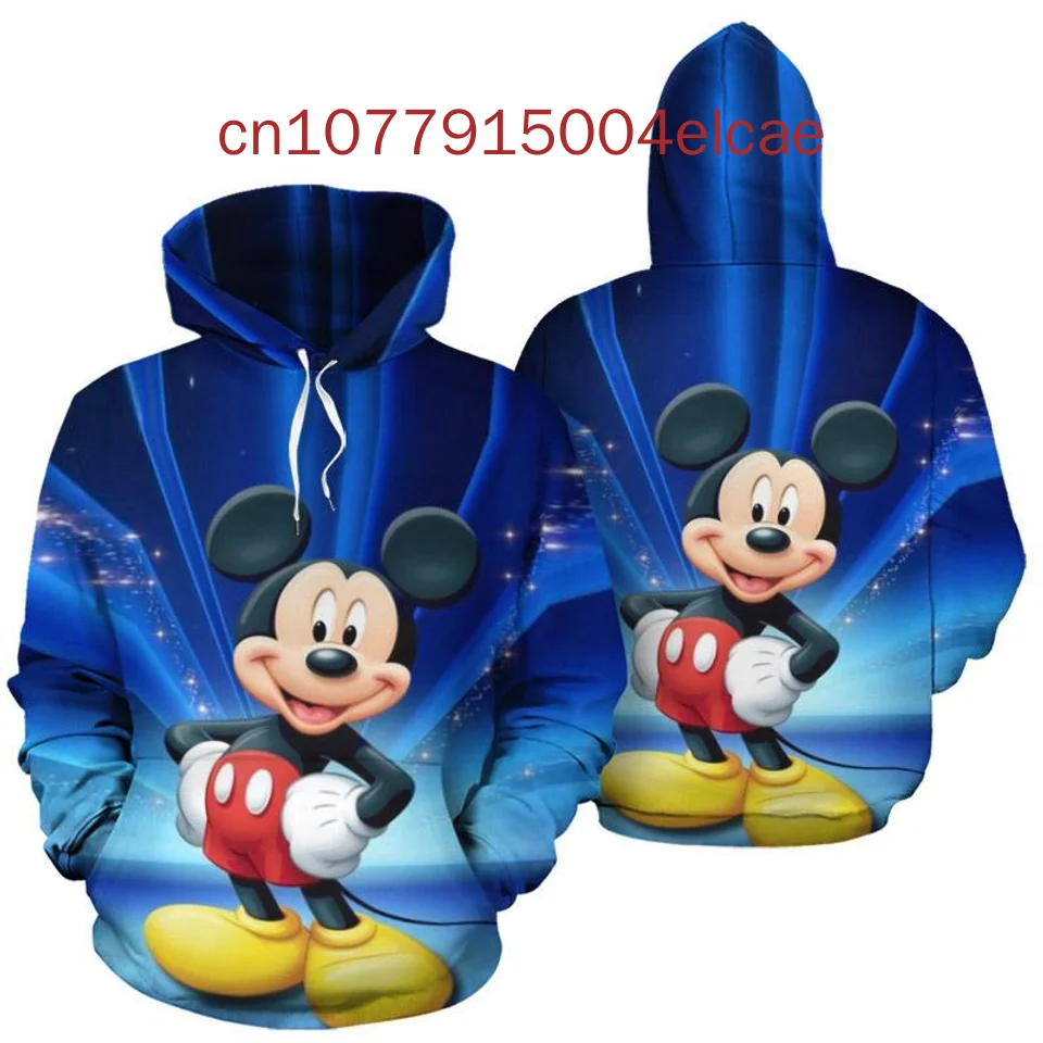 2024 Disney Mickey 3D Hoodie New Printed Casual Street Harajuku Y2K Men's and Women's Hoods