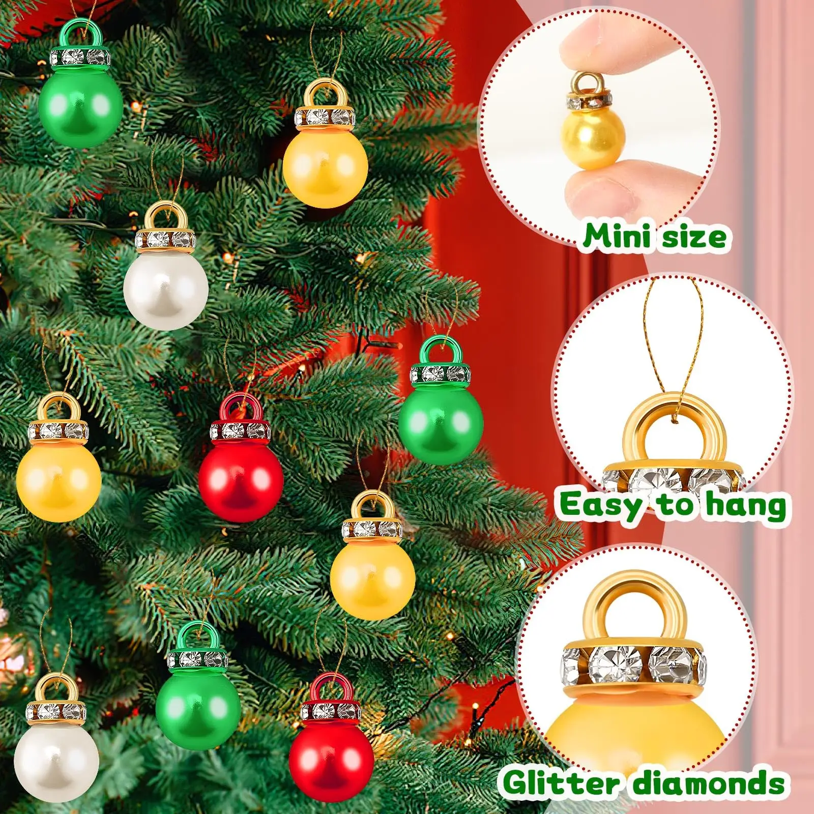 20pc Multicolour Christmas Mini Decor Ball Imitation Pearl Pendant Xmas Tree Hanging Decor Holiday Party DIY Craft Decor Supplie