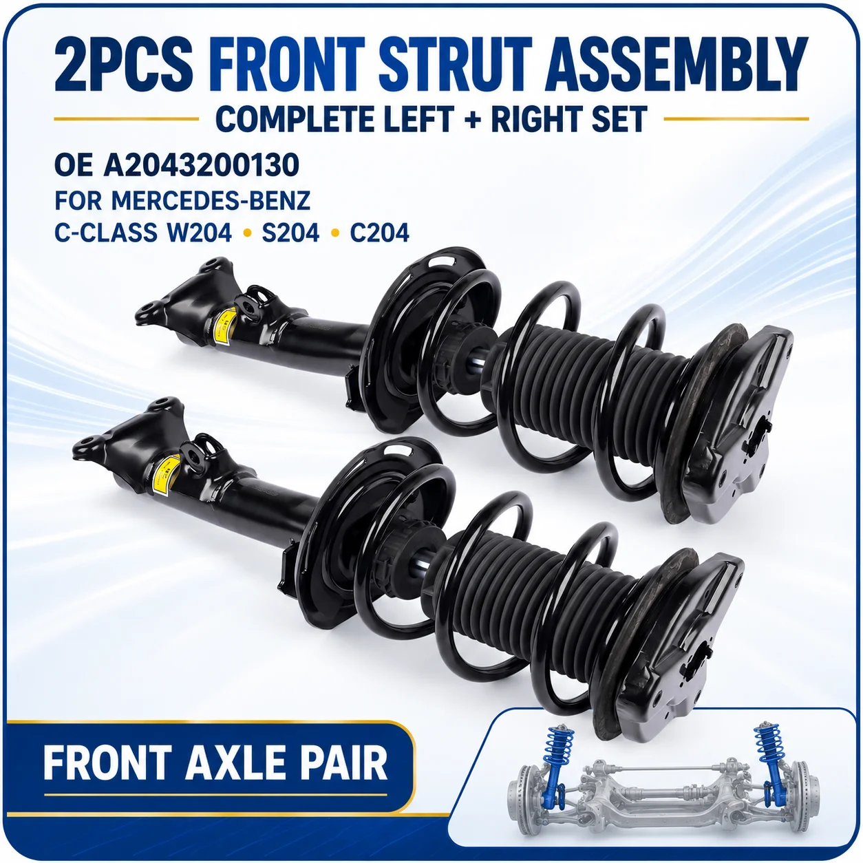 Image of AP02 Komplette Vorderradaufhängungen mit Schraubenfedern für Mercedes-Benz C-Klasse W204/S204 2007–2014 A2043200130 A2043232600