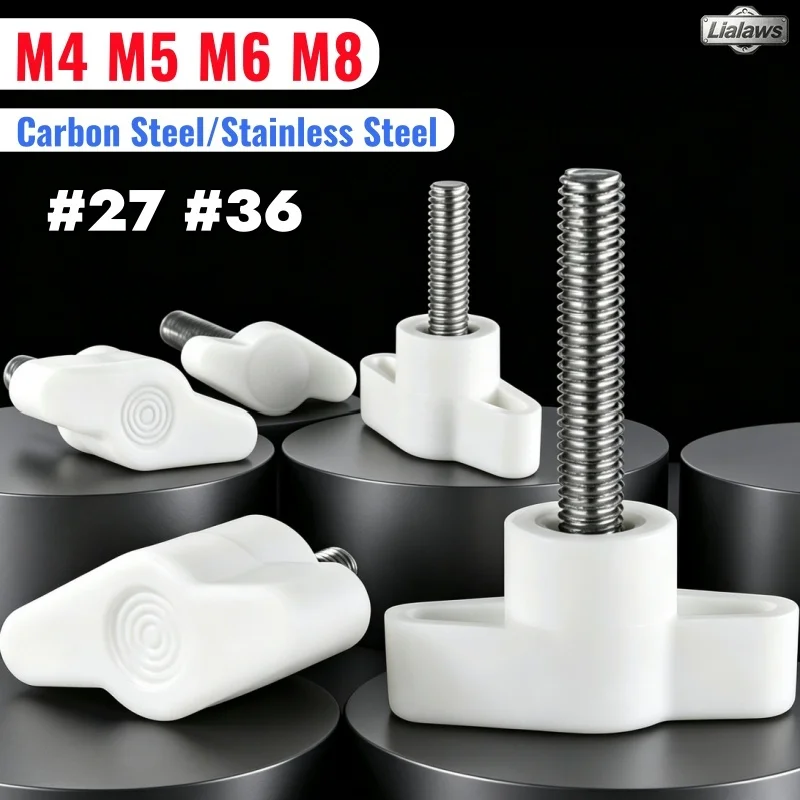 M4 M5 M6 M8 White T Type Head Handle Thumb Screws Z-shaped Bakelite Hand Tighten Bolts Head Diameter #27 #36