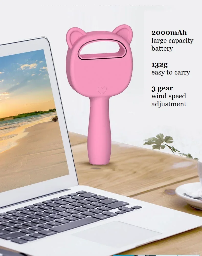 

Lovely Handheld Mini Air Cooling Fan Eyelash Fan Dryer USB Rechargeable Air Conditioning Cooler Fan Eyelash Extension Supplies