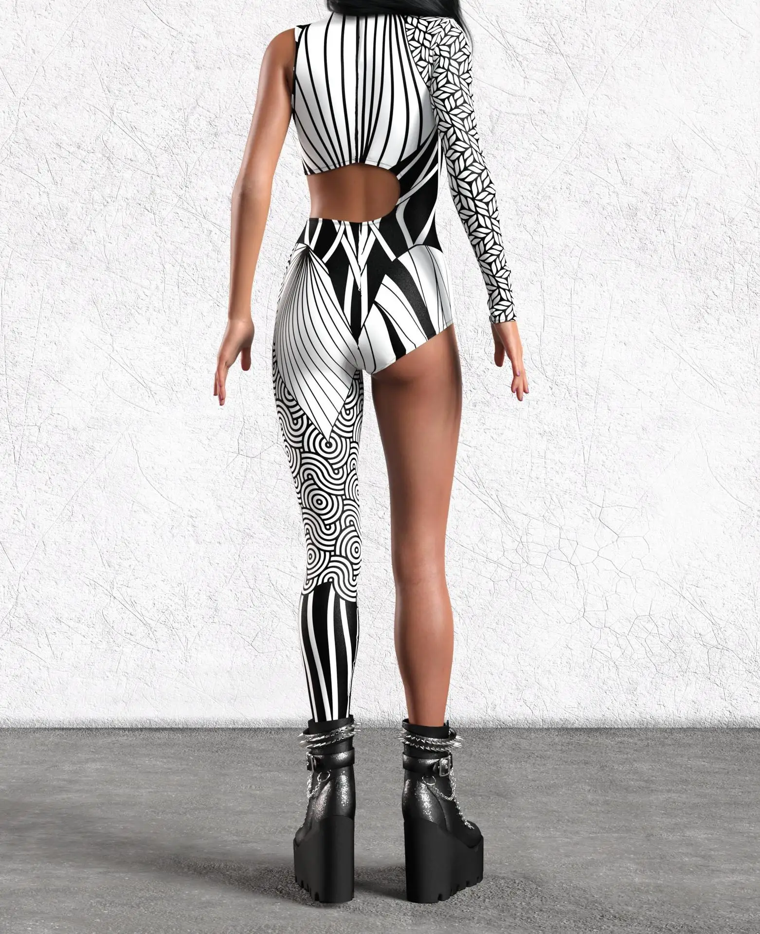 Damen Halloween-Strumpfhose 3D Digital Bedruckte Jumpsuits Erwachsenen-Cosplay-Kostüm Vollfarbiger Zentai Party Festival Performance Bodysuit – Detail 4
