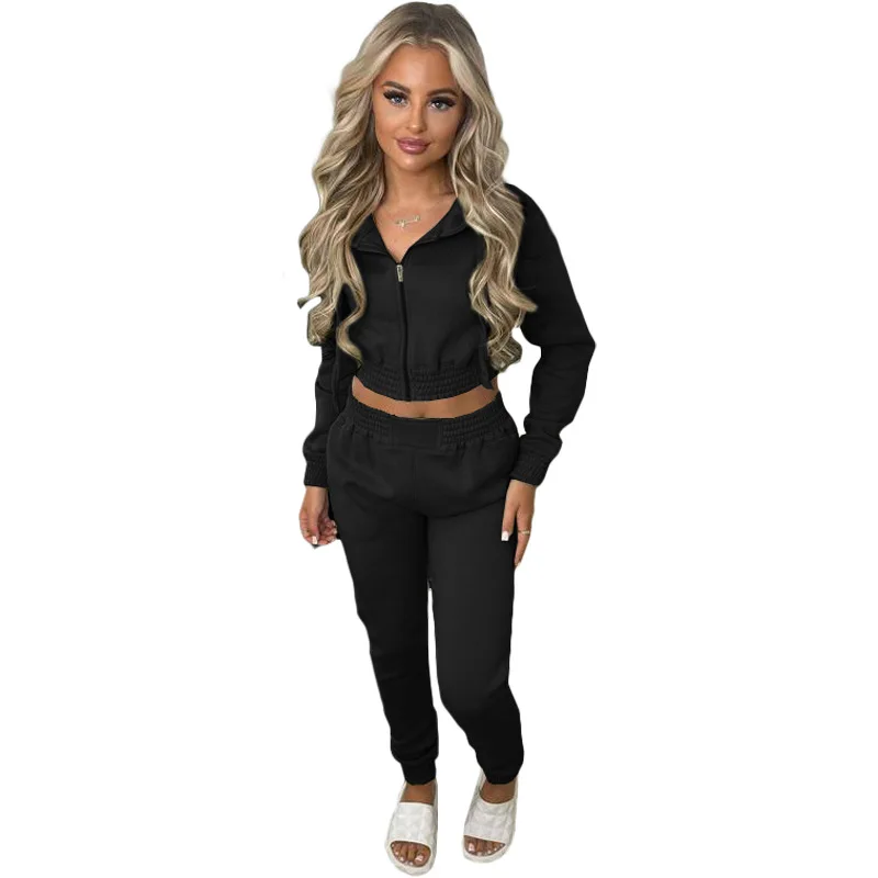 

Women's 2024 Autumn and Winter Plus Velvet Fashion Sweater Hooded Sports Casual Suit Two Piece Sets Womens Outifits