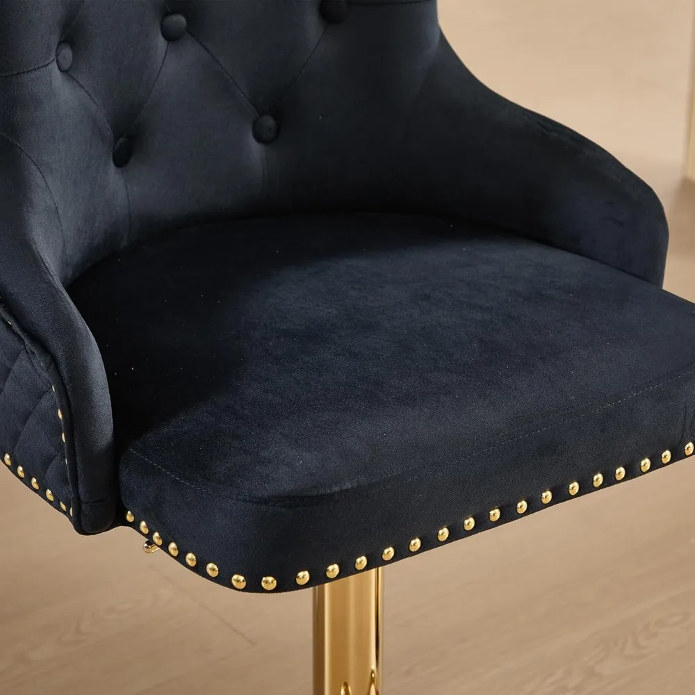 고급스러운 터프티드 등받이 회전 의자, 2개 세트, 황금 사자 베이스가 있는 현대적인 조절 가능한 카운터 높이 의자