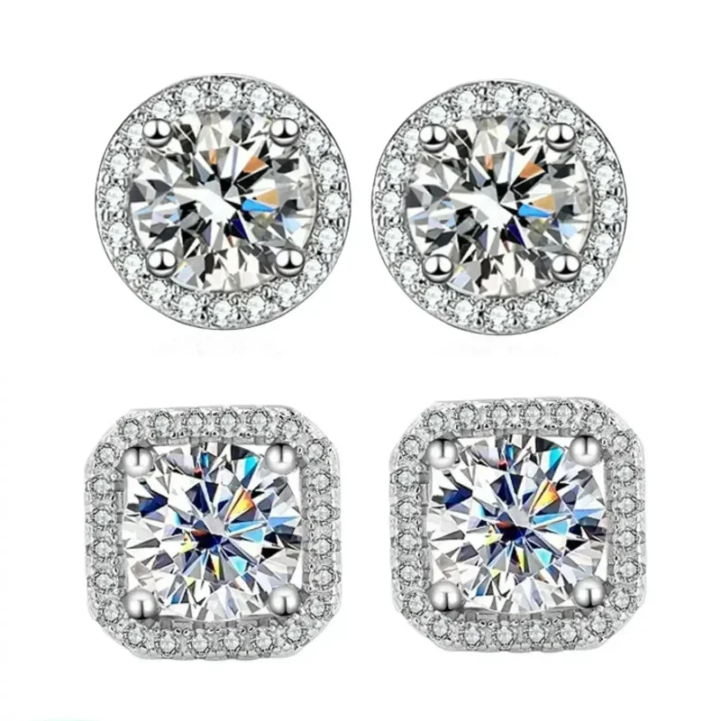 1P-DISINIYA Color Earrings Mosonite Earring Square Bag Earrings Marry Jewelry S…