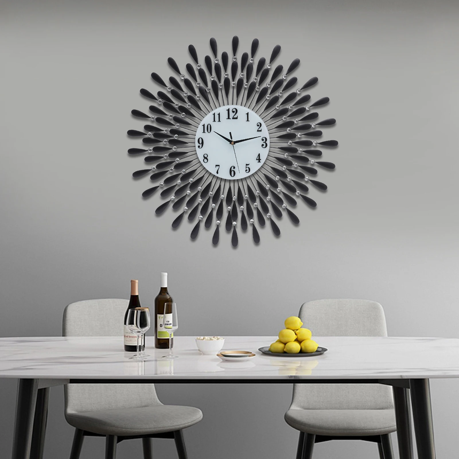 

Luxury Large Wall Clock 3D Metal Wall Watch Silent Home Living Room Decor Modern