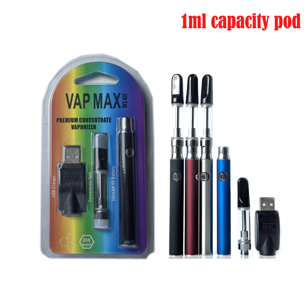 3-10 unidades Batería Vap Max W3 para vapeo tipo bolígrafo, 350mAh 3.4V-4.0V, con precalentamiento, con rosca 510, para cartucho de 1ml y vaporizador de cartucho para aceite espeso