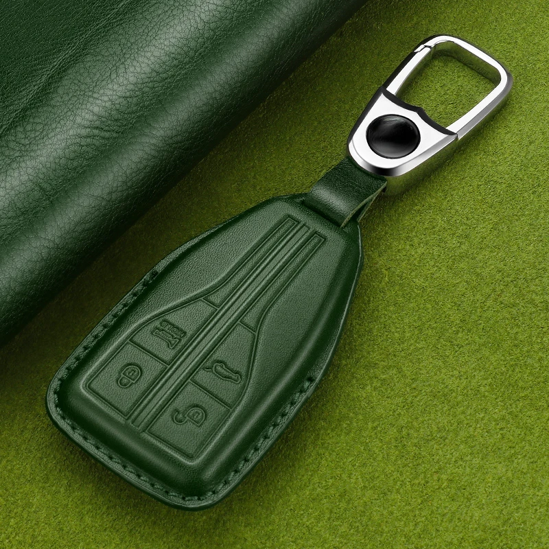 

Suitable For Hong Qi HS7 2019 2021 2022 Leather Red Or Green Or Black Car Remote Key Case Cover