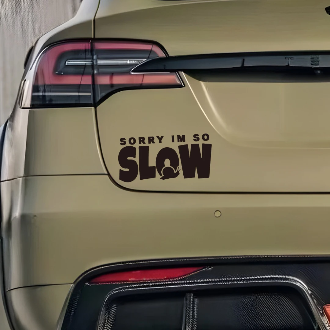 Picture 4: Sorry, I'm too slow. Snail crawling warning original car sticker JDM rear windshield triangle window glass sticker