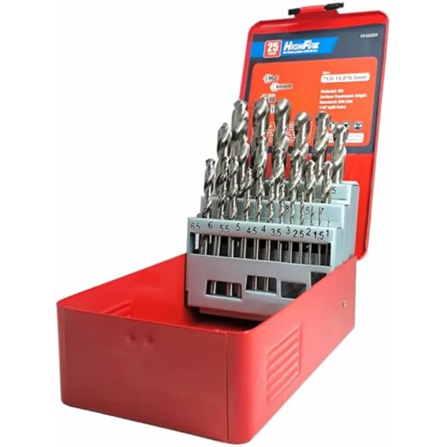 

25PCS HSS Metric Drill Bits Set 1mm-13mm/25pcs Straight Shank Jobber Drill Bits Metal HSS Twist Drill Bits for Stainless Steel