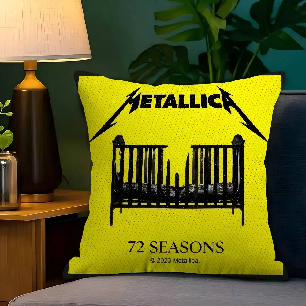 Fashion Band M-MetallicaS album Double-sided Printed pillow cover Short plush Suitable living rooms bedrooms throw cushion cover