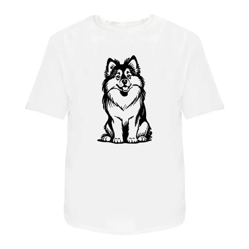 

Keeshond Dog Sitting' Cotton T Shirt Ta046074