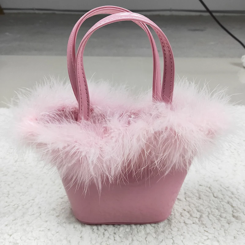 Baby Girl Pink Fur Handbag Toddler Outdoor Portable Wholesale Kid Children Bag