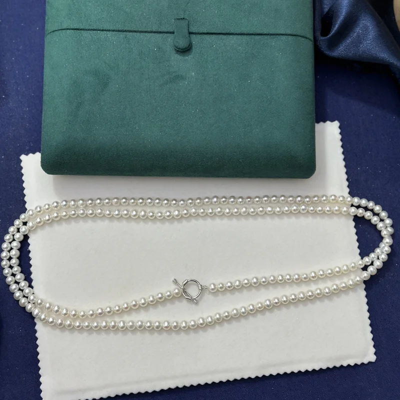 120cm sweater chain 6-7mm strong light finished necklace freshwater pearl