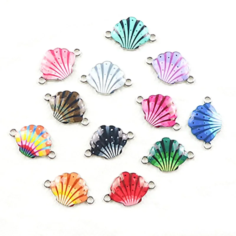 WZNB 20Pcs Enamel Shell Charms Ocean Animal Pendants Connector For Jewelry Making Handmade Necklaces Bracelet DIY Accessories