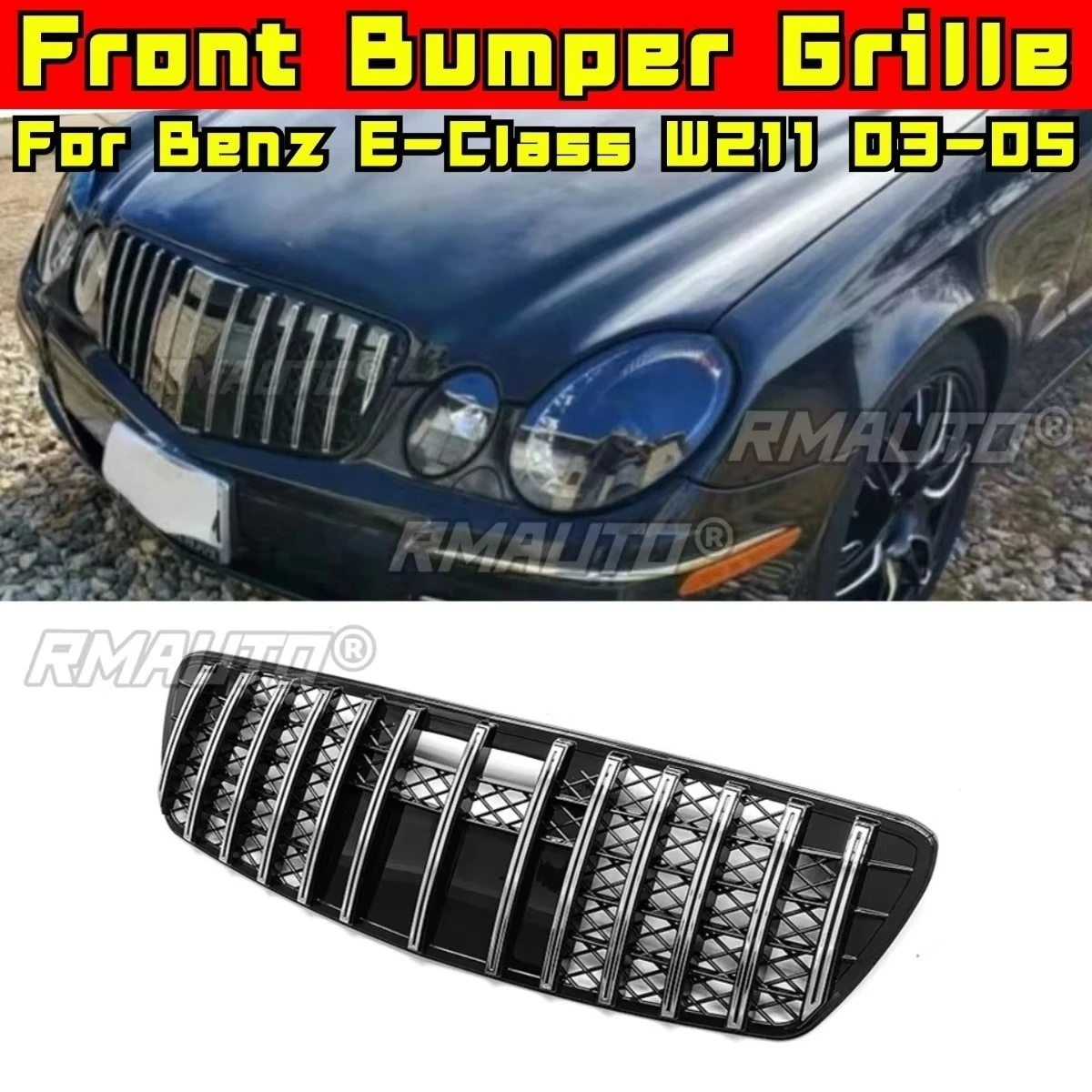 

Car Bumper Grill Decorative Strips Racing Grille Body Kit Front Bumper Grill For Mercedes Benz E-Class W211 GT 2003-2005