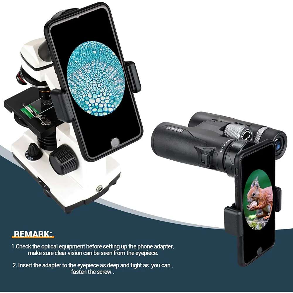 Telescope Phone Adapter Mount for Compatible Binoculars, Monocular, Microscope, Spotting Scope, Telescope