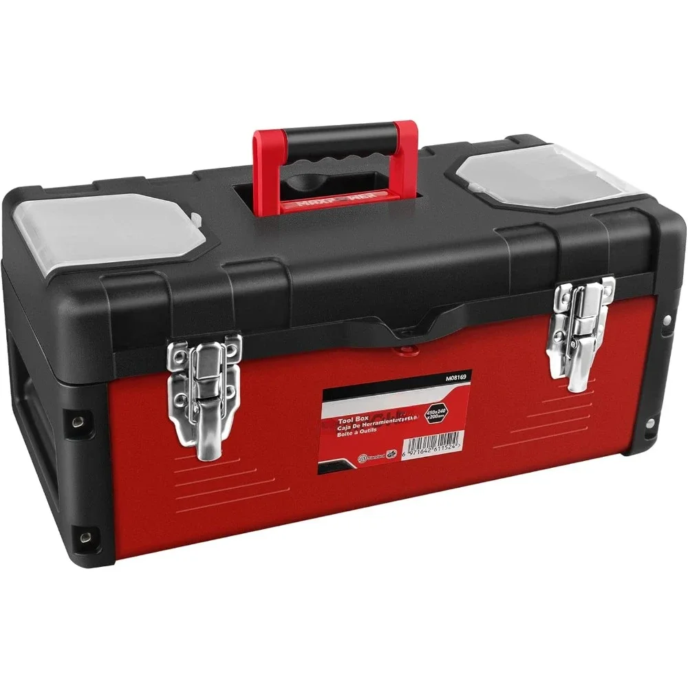 Tool Box 17-inch, Mixtured Plastic Lid and Metal Small Tool Box with Removable Tray and Handle caja de herramientas  toolbox