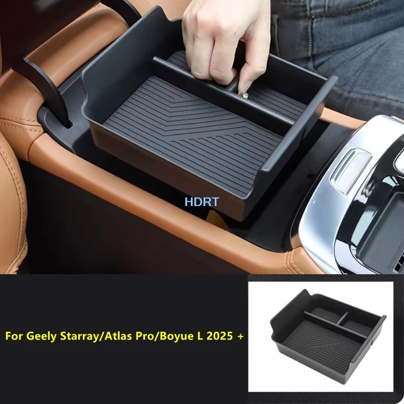 

For Geely Starray/Atlas Pro/Boyue L 2025 + Car Style Armrest Storage Box Compartment Organizer Tray Dust Proof Cover Accessories