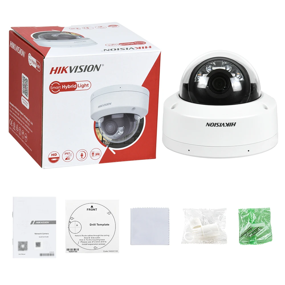 

IP-камера Hikvision 8 МП DS-2CD1183G2-LIUF со встроенным микрофоном, 4K Smart Hybrid Light, слотом для SD-карты, антивандальная, купольная, 2.8 мм